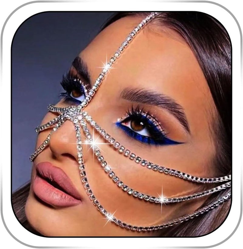 Fdesigner Vintage Head Chain Rhinestone Wedding Headpieces Face Cover Mask Hair Jewelry Gypsy Women Hair Accessories - Image 1